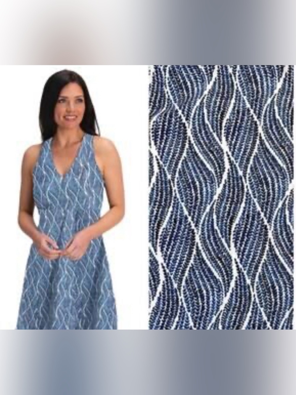 Krimson Klover Navy and White Wave-Print Sundress